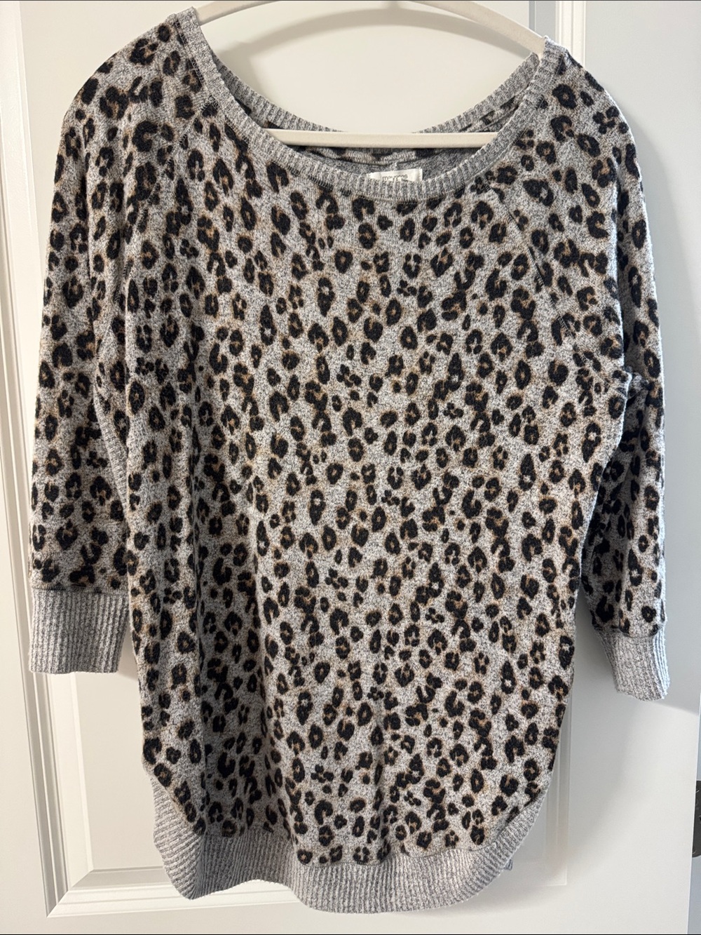 Maurices Leopard Print Crewneck Sweater - Gray/Brown